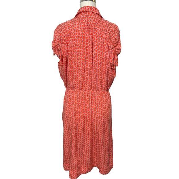 Maeve Anthropologie Carlotta Ruched Shirtdress Pullover Ruched Orange Size Small - Picture 8 of 16